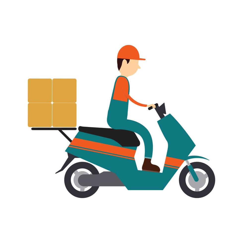 flat design delivery man drive a motorcycle working concept vector flat design delivery man drive a motorcycle working concept vector